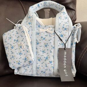 Viral Madden Girl Light Blue Floral Mini Bag Set